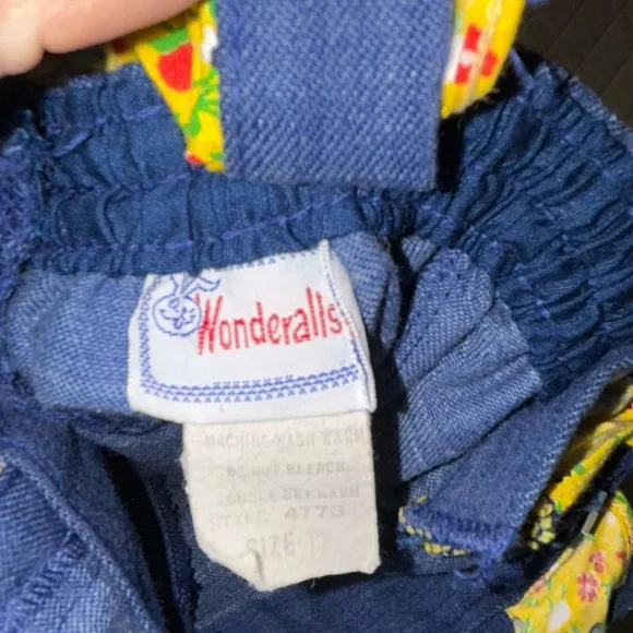 Vintage kids bellbottom overalls with yellow ruffles size T2 [k-34] - Picture 6 of 6